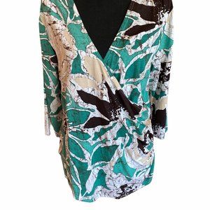 Coldwater Creek Faux Wrap Abstract Botanical Print